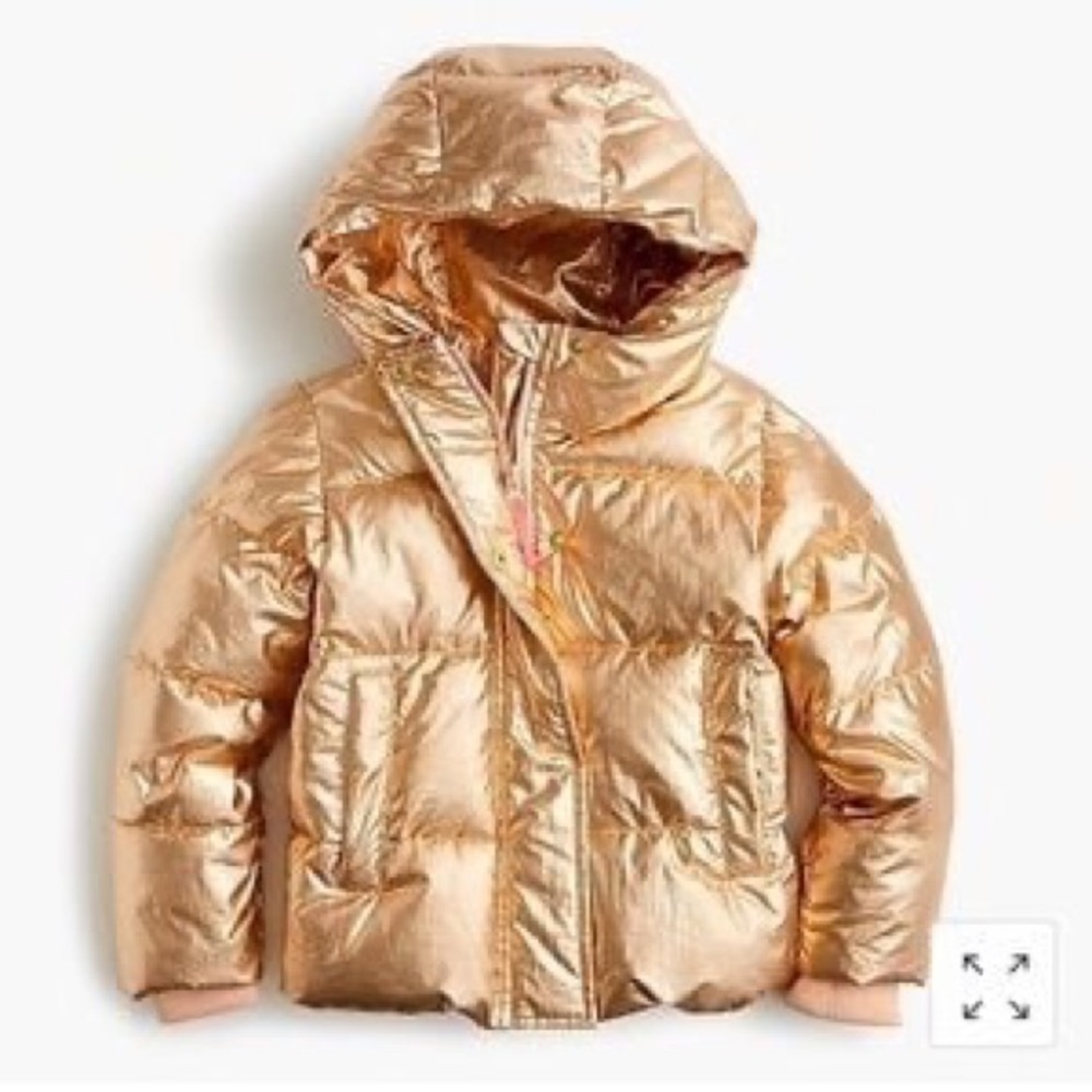 Girls JCrew Rose Gold Puffer. Jacket Size 10.